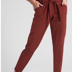 Athleta Rust Tie-Waist Cropped Pants